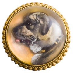Antique 18K Gold Essex Crystal Dog Pendant or Custom Ring or Brooch