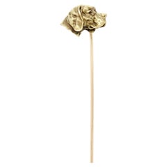 Antique 18K Gold Figural Hound Dog Head Stickpin