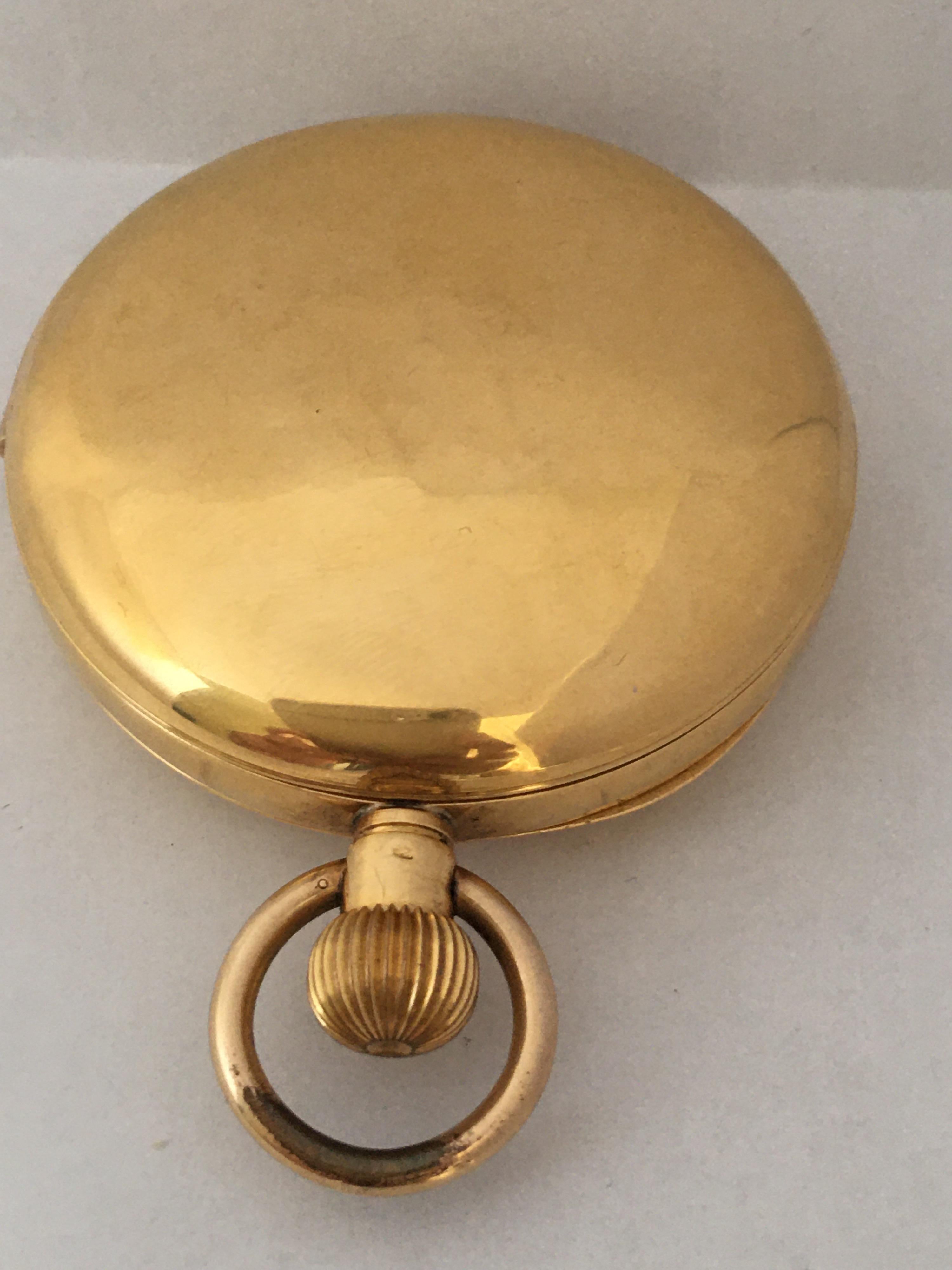 Antique 18 Karat Gold Full Hunter Quarter Repeating Pocket Watch For Sale 6