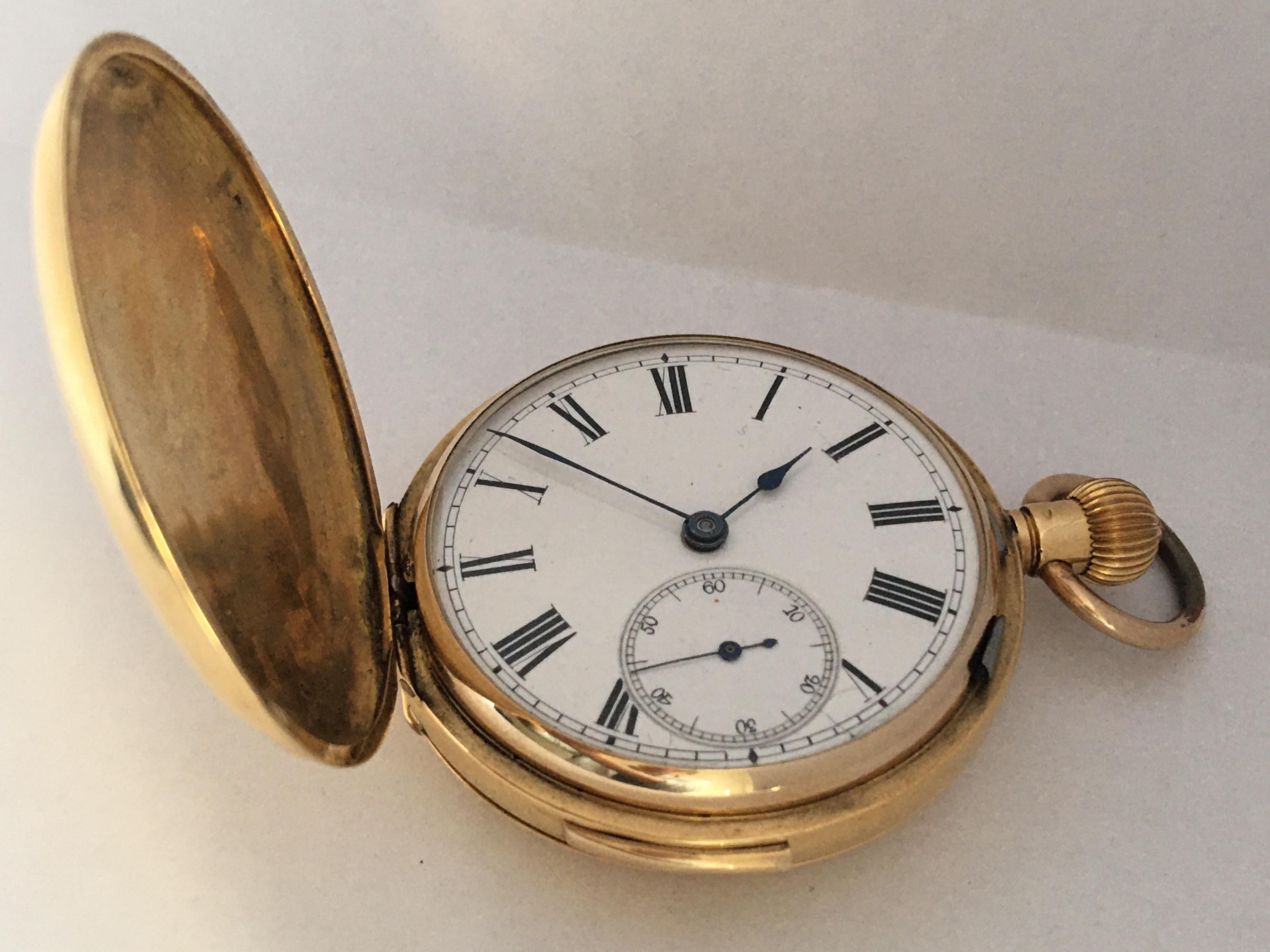 Antique 18 Karat Gold Full Hunter Quarter Repeating Pocket Watch For Sale 7