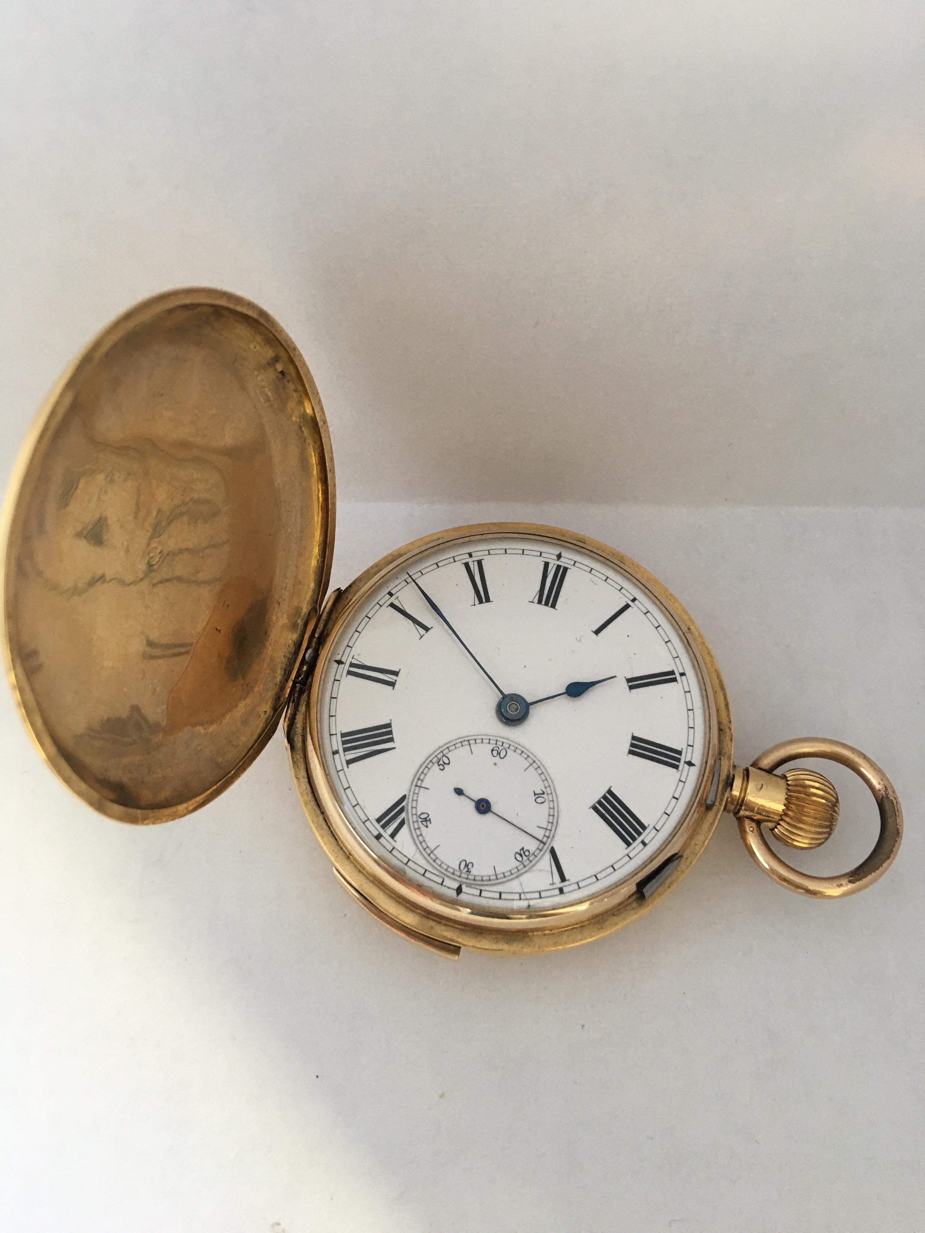 Antique 18 Karat Gold Full Hunter Quarter Repeating Pocket Watch For Sale 10