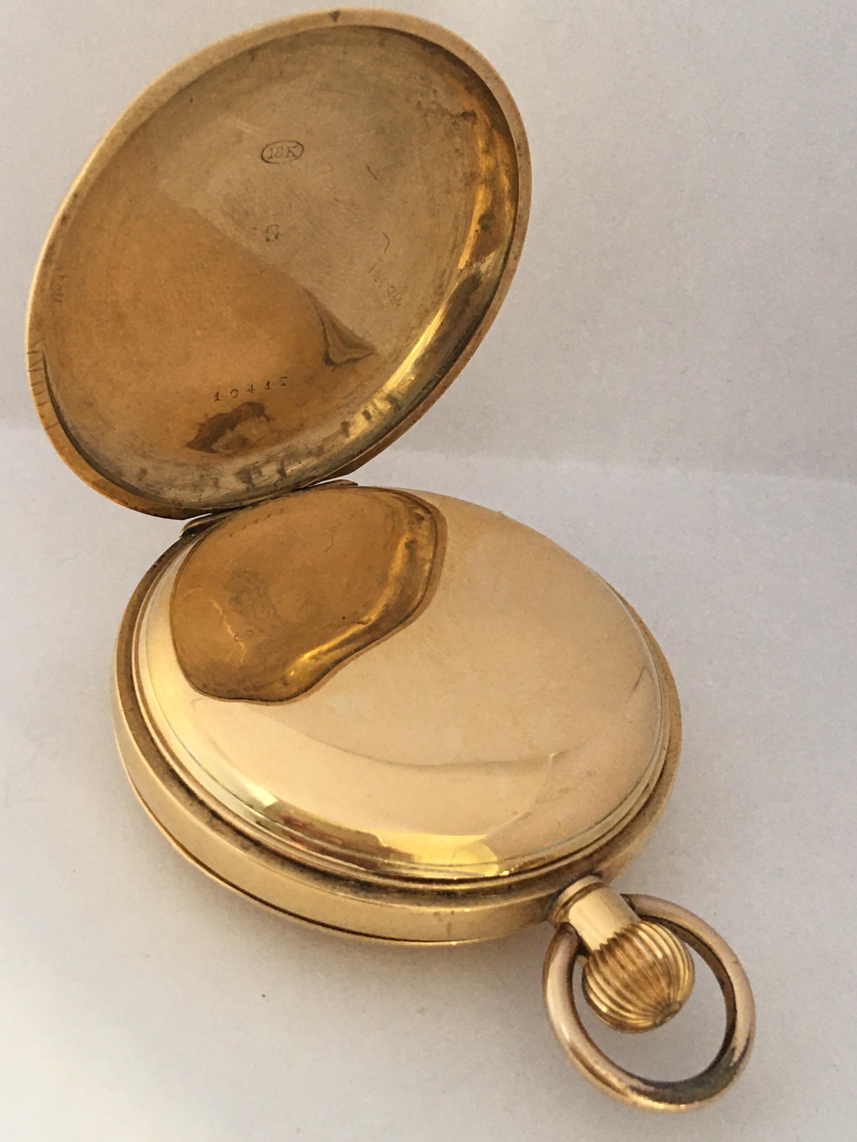 Women's or Men's Antique 18 Karat Gold Full Hunter Quarter Repeating Pocket Watch For Sale