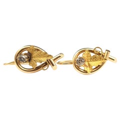 Antike Trauben-Ohrringe aus 18 Karat Gold, blattgeschliffen, viktorianisch