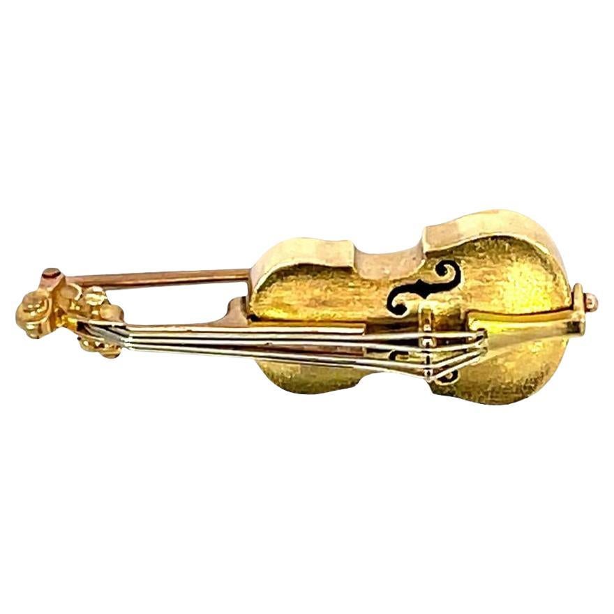 Broche Guitare ancienne en or 18K - 6.8g