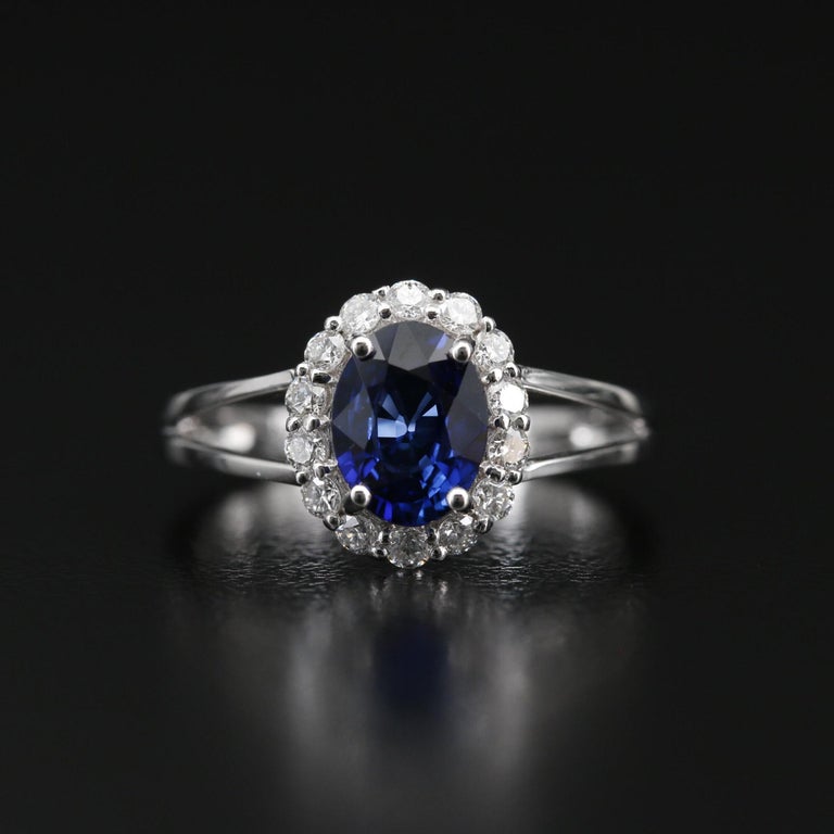 Customizable Antique 18K Gold Halo Vintage Sapphire Engagement Ring For — free download