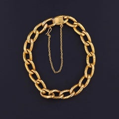 Antikes 18K Gold Hand Hammered Curb Link Armband, CIRCA 1900, 14.1g