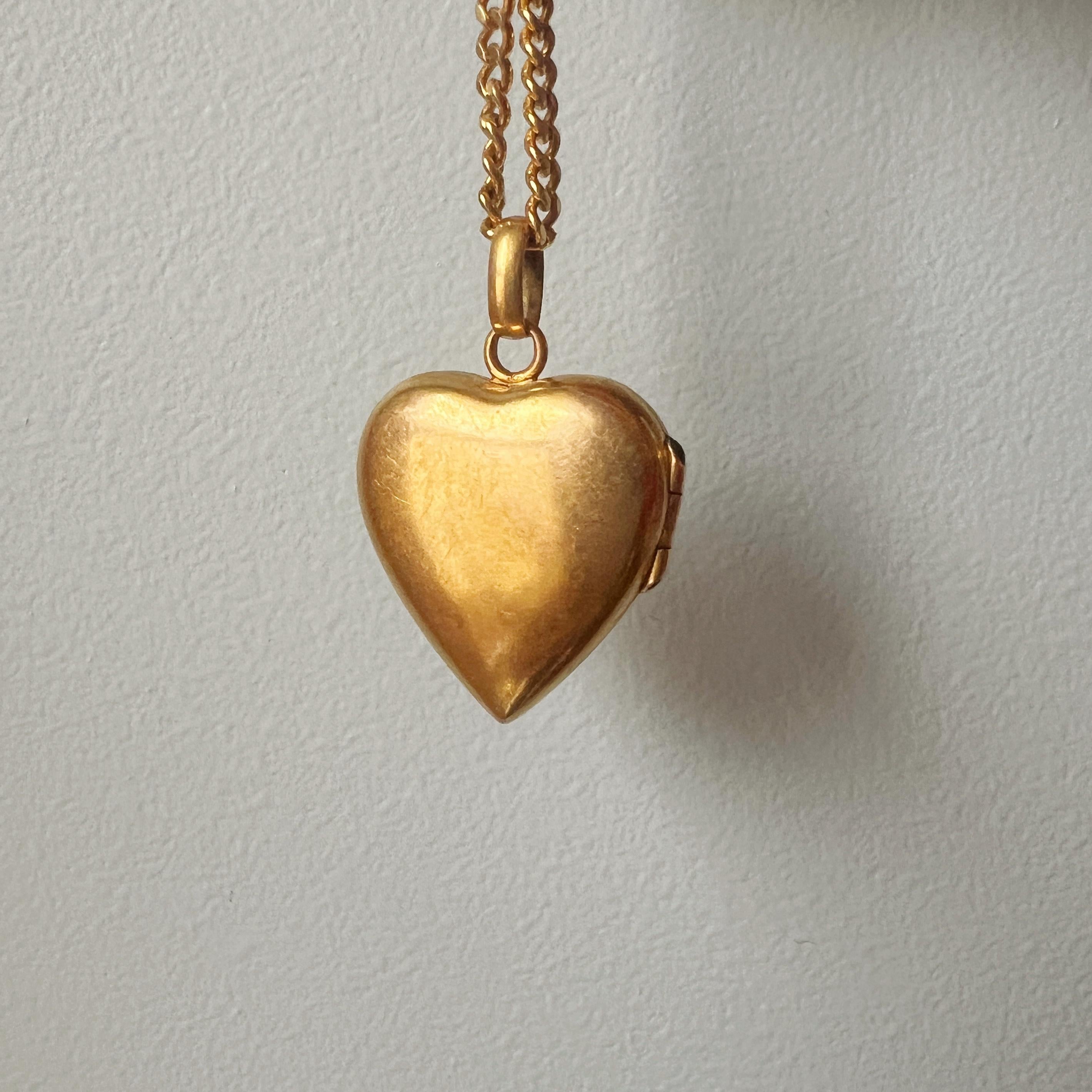 Antiker 18K Gold Herz geformt Diamant Stern Medaillon Anhänger (Rosenschliff)