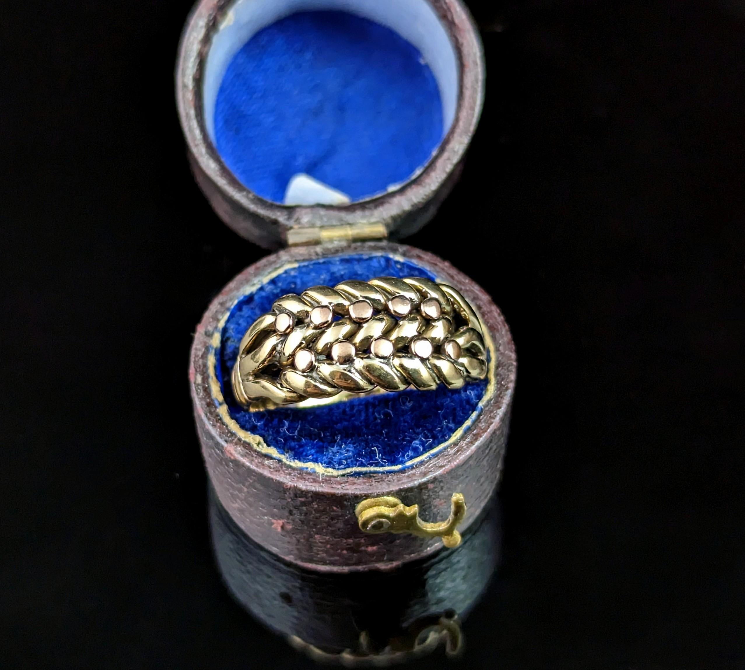 Antique 18k gold keeper ring, Edwardian, heavy  6