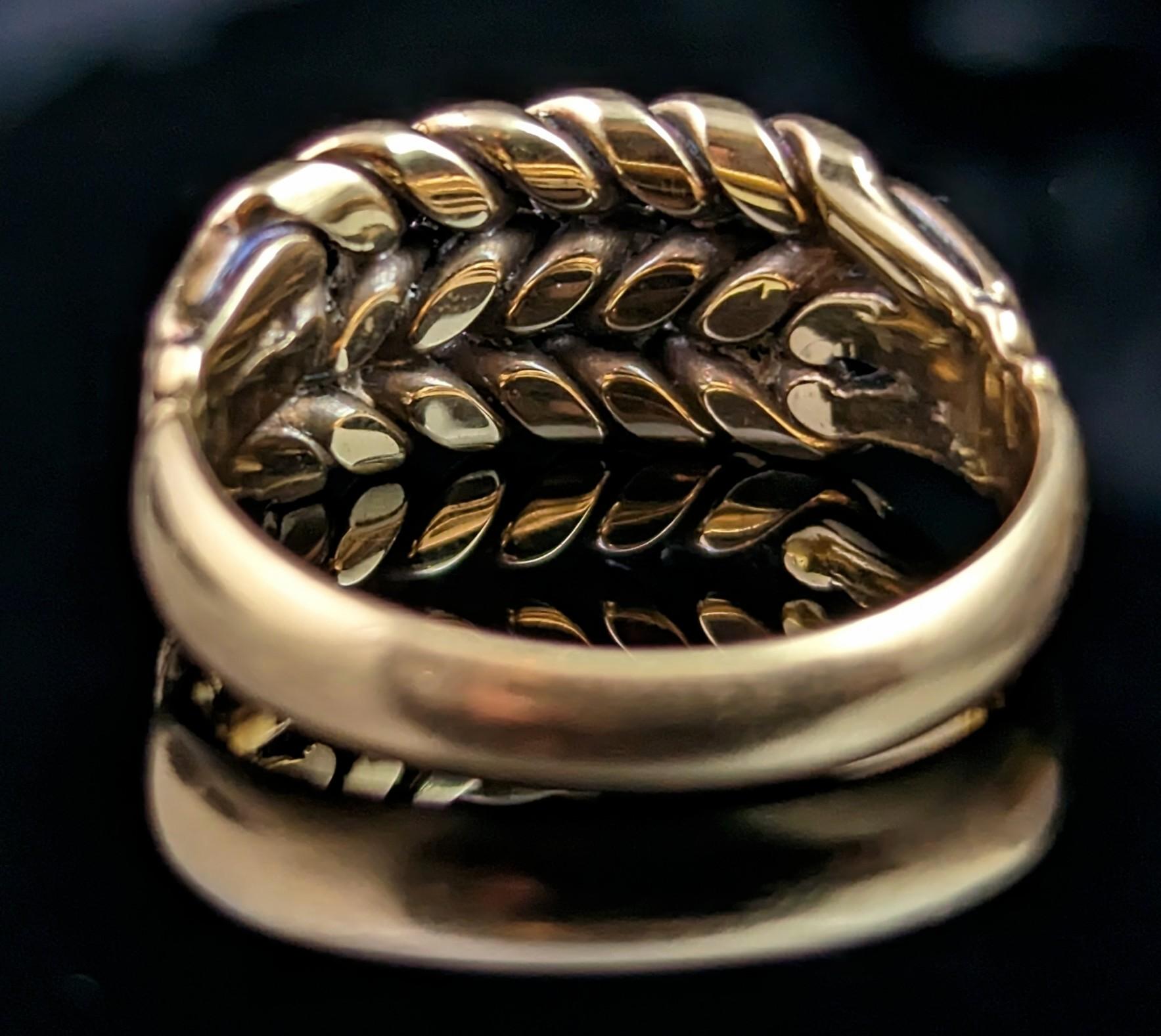 Antique 18k gold keeper ring, Edwardian, heavy  7
