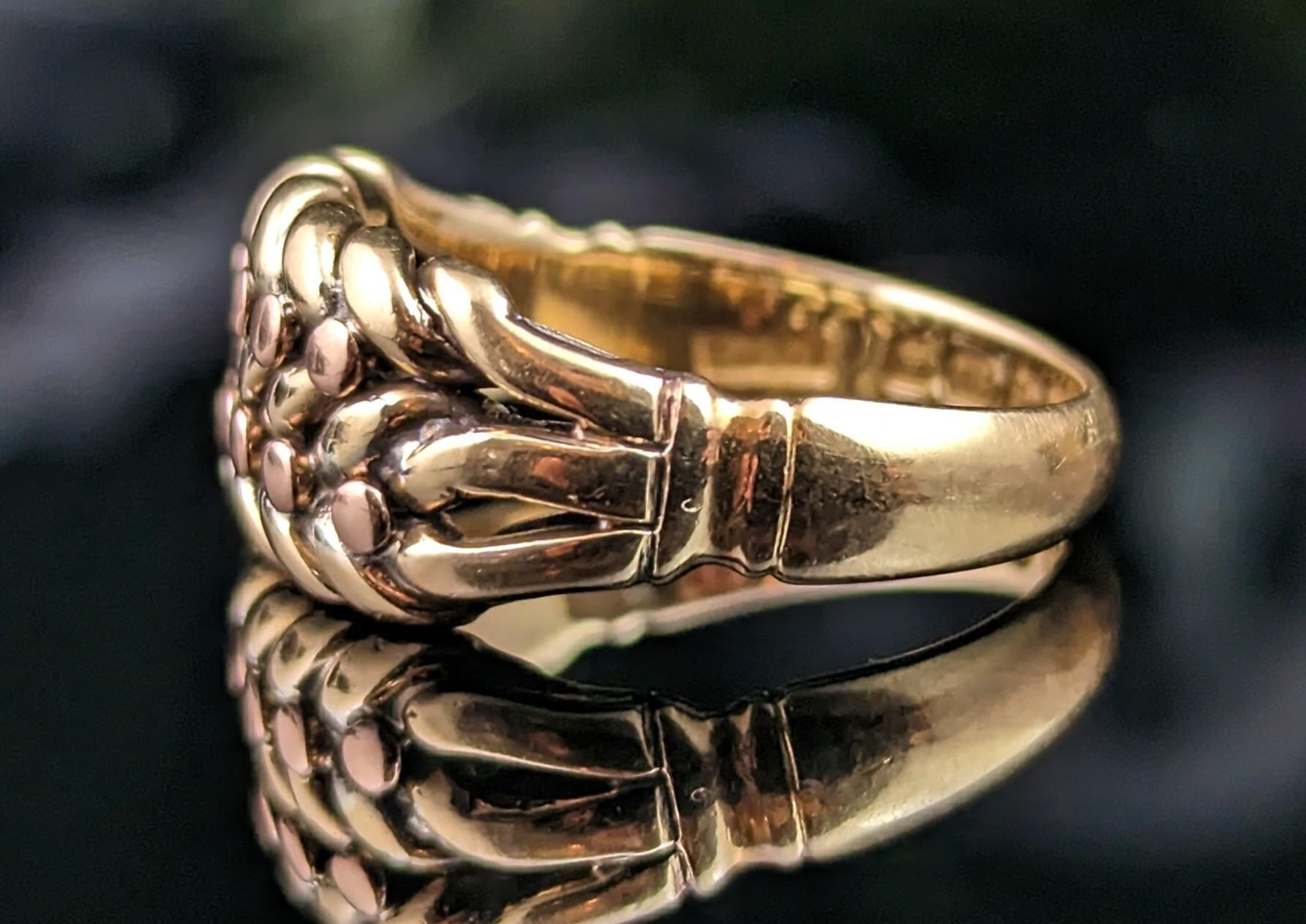 Antique 18k gold keeper ring, Edwardian, heavy  9