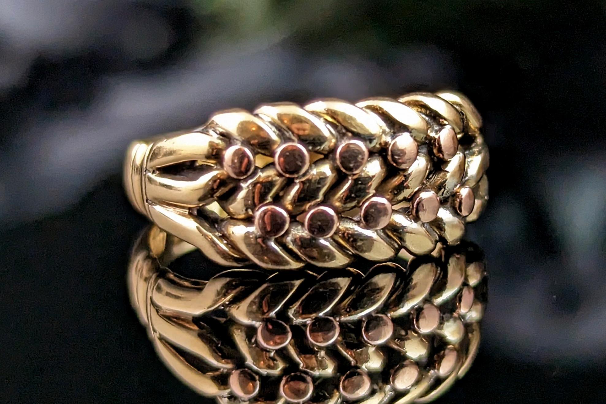 Antique 18k gold keeper ring, Edwardian, heavy  11