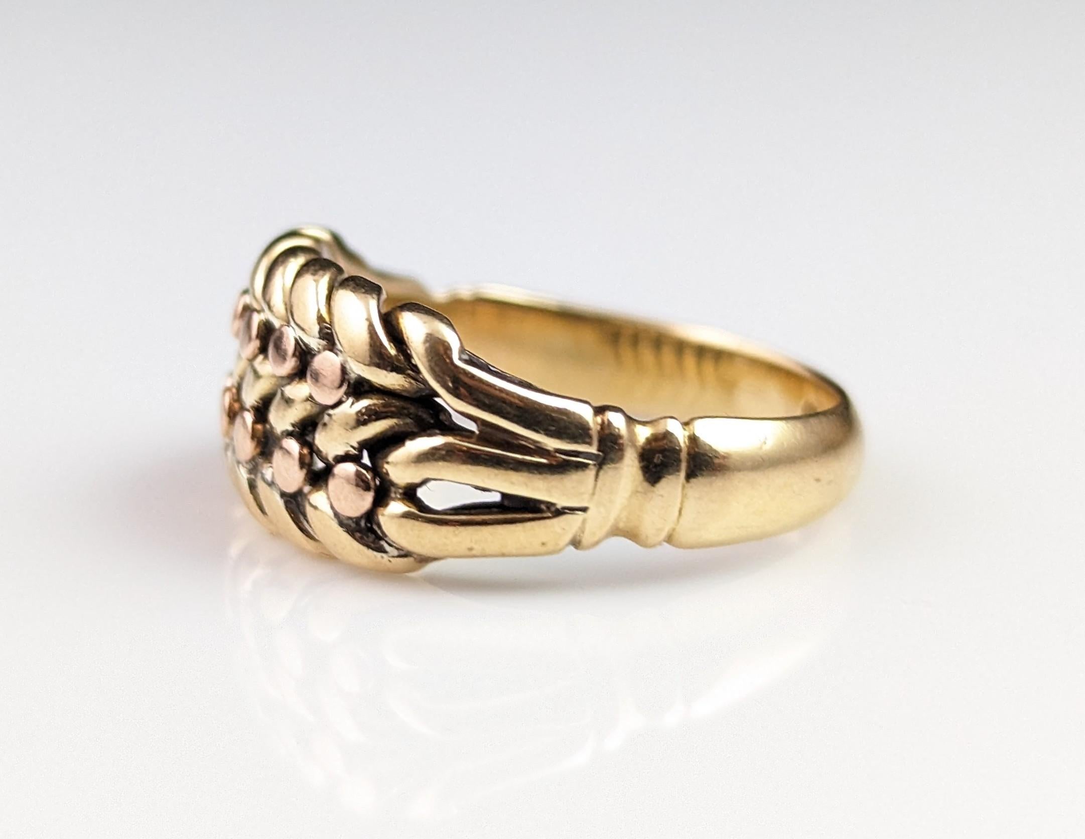 Antique 18k gold keeper ring, Edwardian, heavy  13