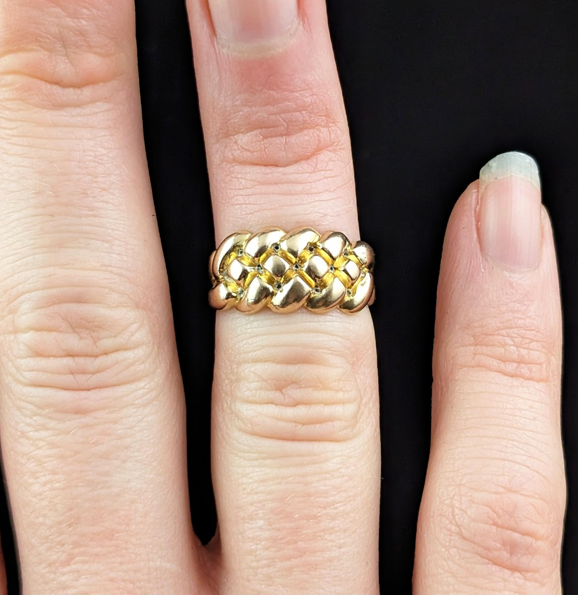 Antique 18k gold keeper ring, Knot ring, Edwardian 2