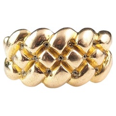 Vintage 18k gold keeper ring, Knot ring, Edwardian 
