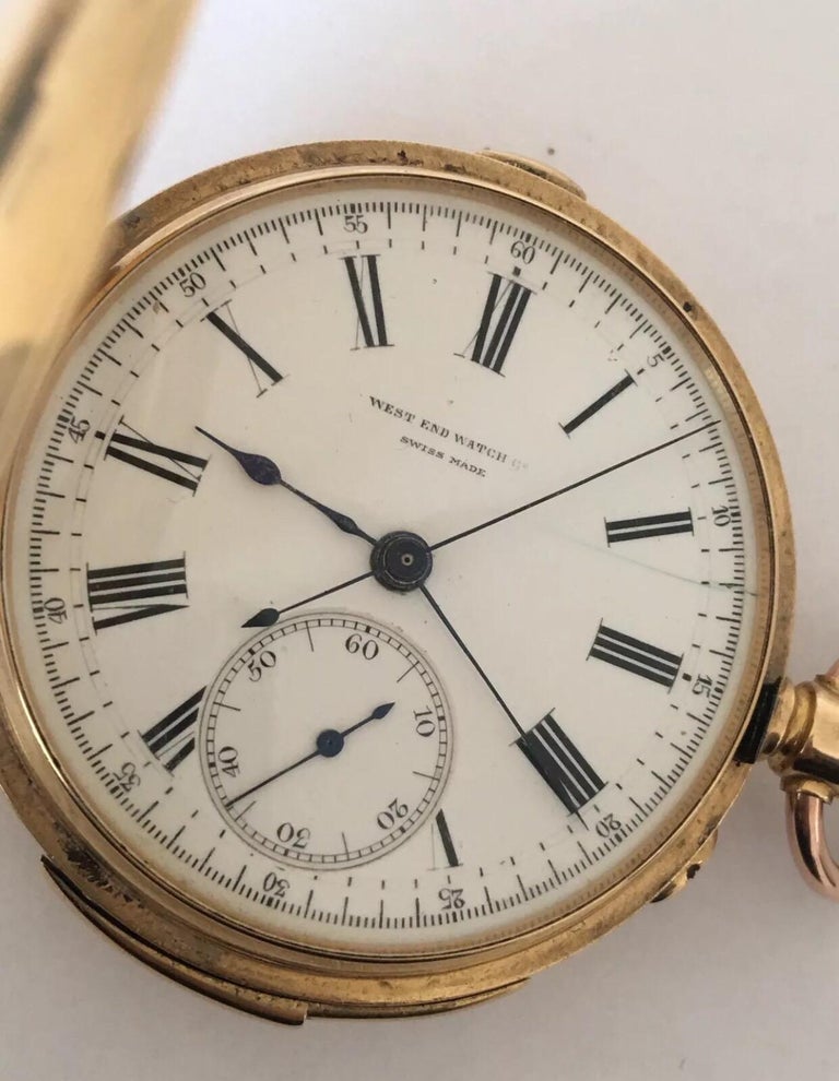 Antique 18 Karat Gold Minute Repeater Chronograph Half Hunter Pocket