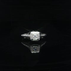 Antique 18k Gold Old Diamond Solitaire Dainty Engraved Engagement Promise Ring