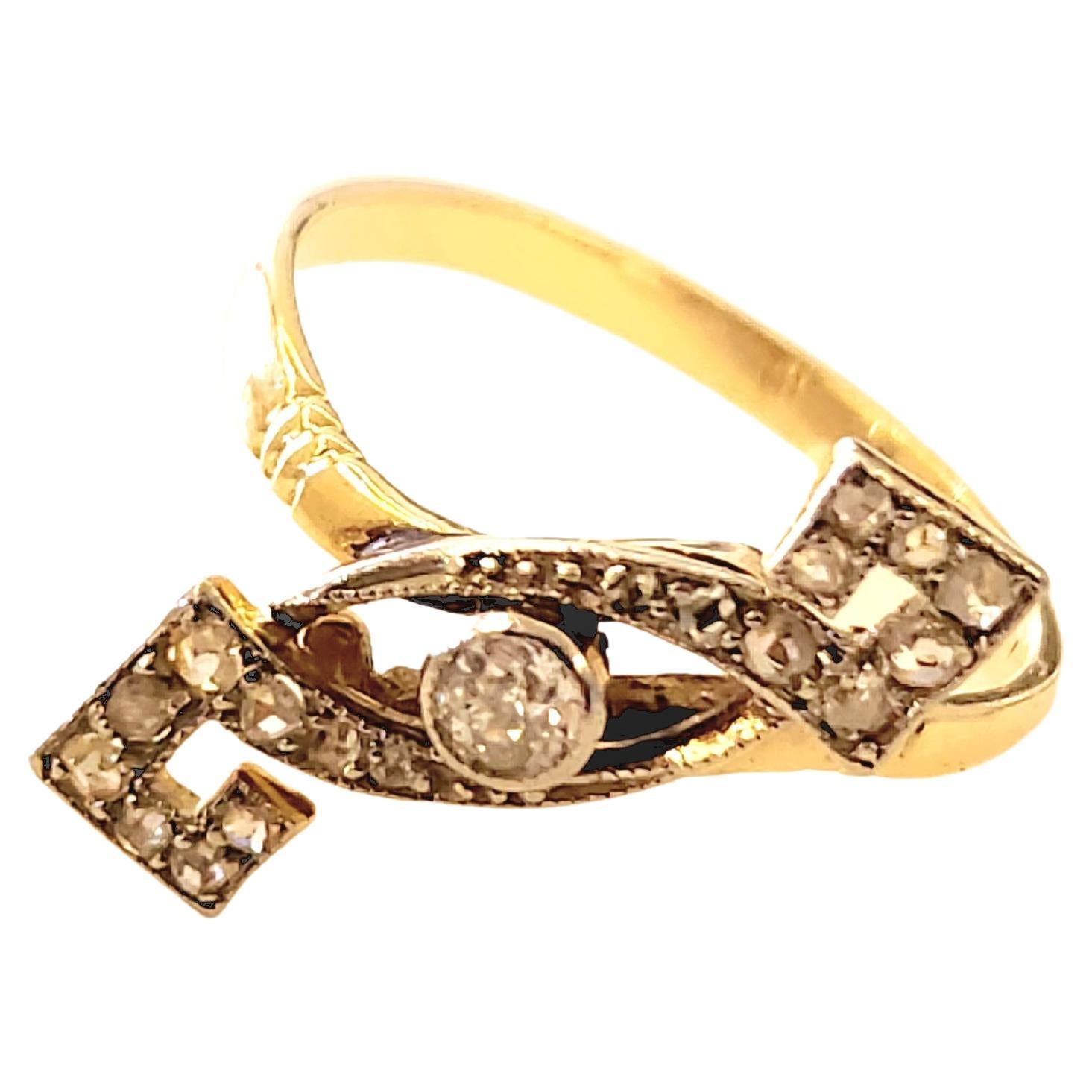 Antique Old Mine Cut Diamond Gold Ring For Sale 2