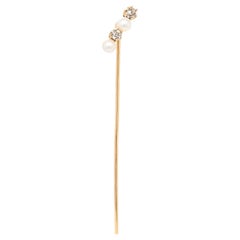 Antique 18K Gold, Pearl, & Diamond Stickpin