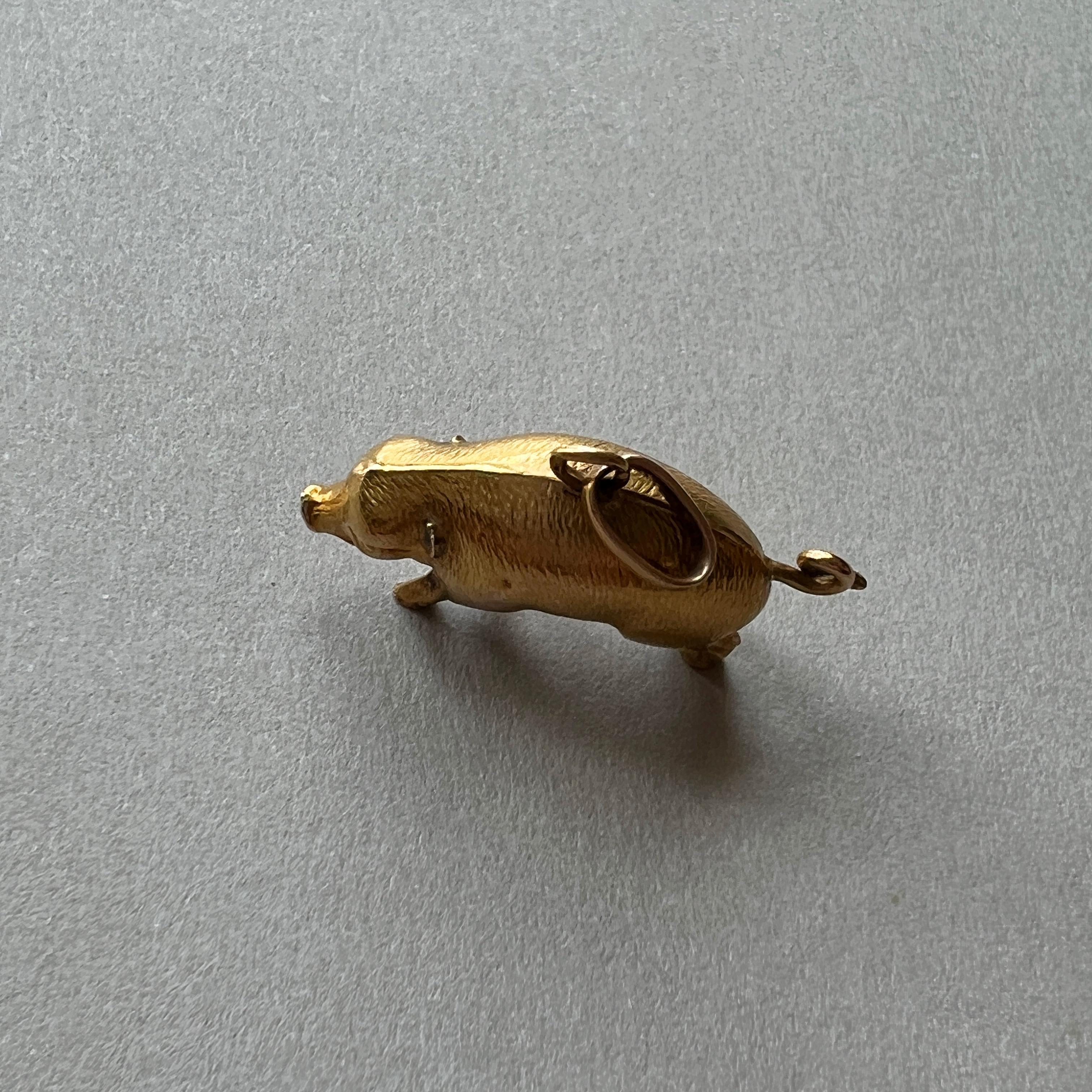 Antique 18K gold pig charm pendant 1