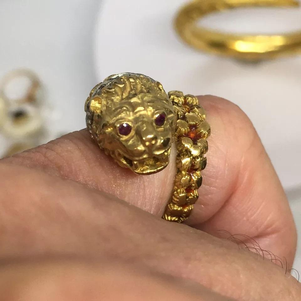 Antique 18K GOLD Possible Llias Lalaounis Ring 7.7 Gram Size 5 Adjustable Enamel For Sale 7
