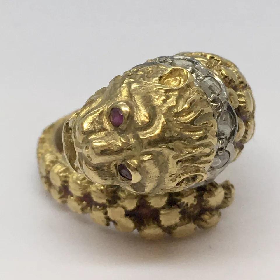Modernist Antique 18K GOLD Possible Llias Lalaounis Ring 7.7 Gram Size 5 Adjustable Enamel For Sale