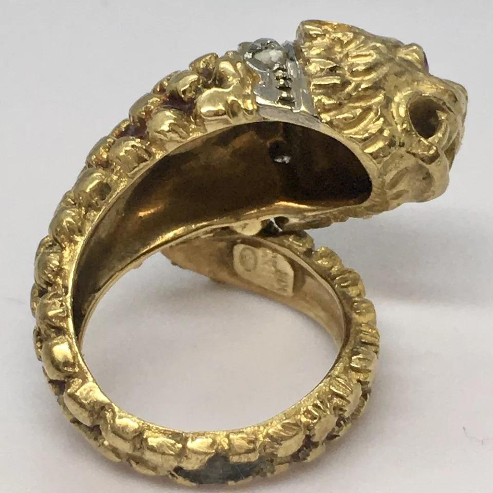 Antique 18K GOLD Possible Llias Lalaounis Ring 7.7 Gram Size 5 Adjustable Enamel In Good Condition For Sale In Los Angeles, CA
