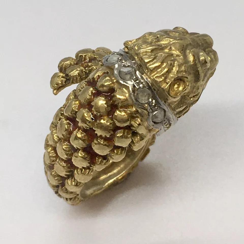 Antique 18K GOLD Possible Llias Lalaounis Ring 7.7 Gram Size 5 Adjustable Enamel For Sale 3