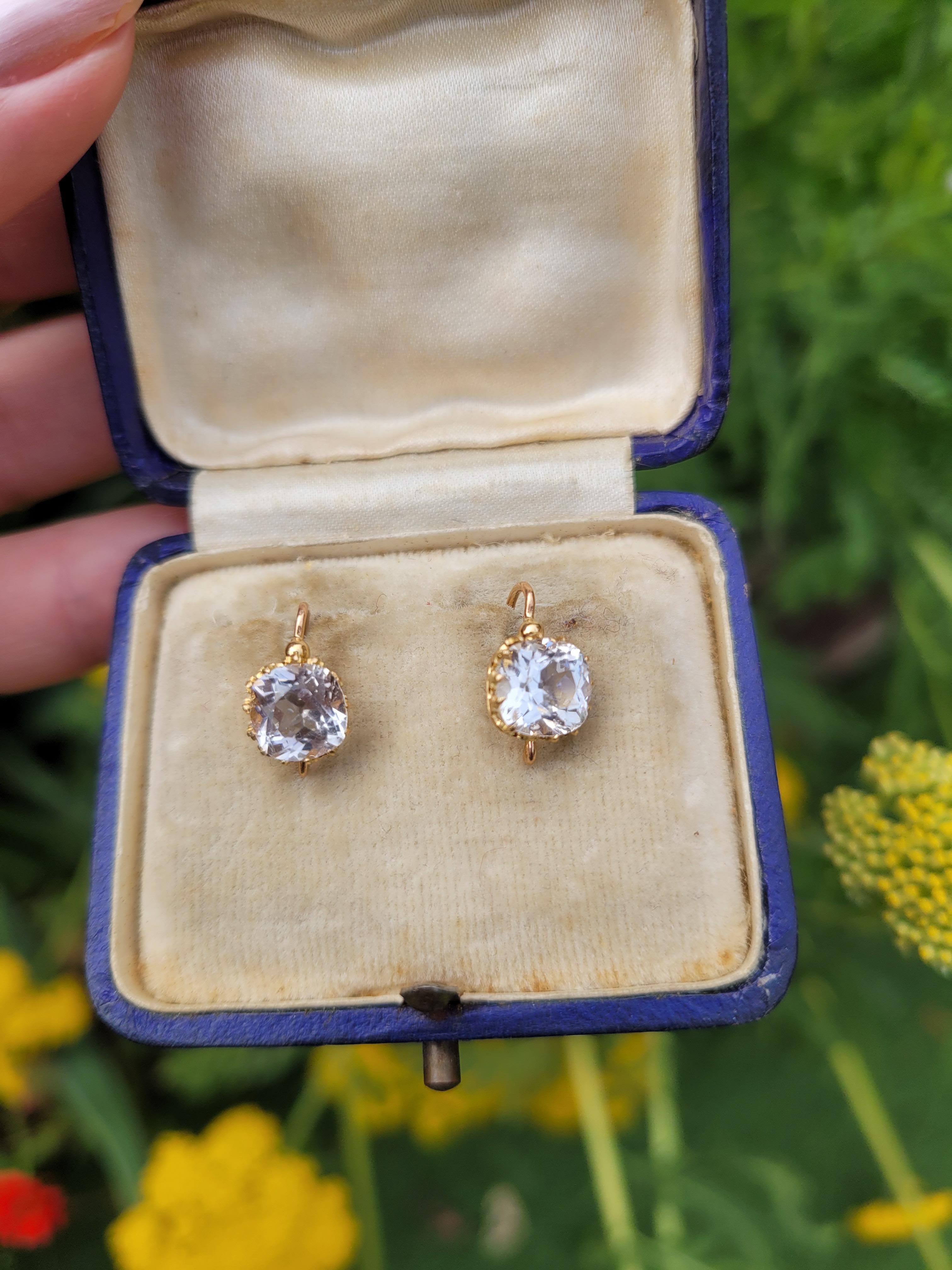 Antique 18K Gold Rock Crystal earrings For Sale 3
