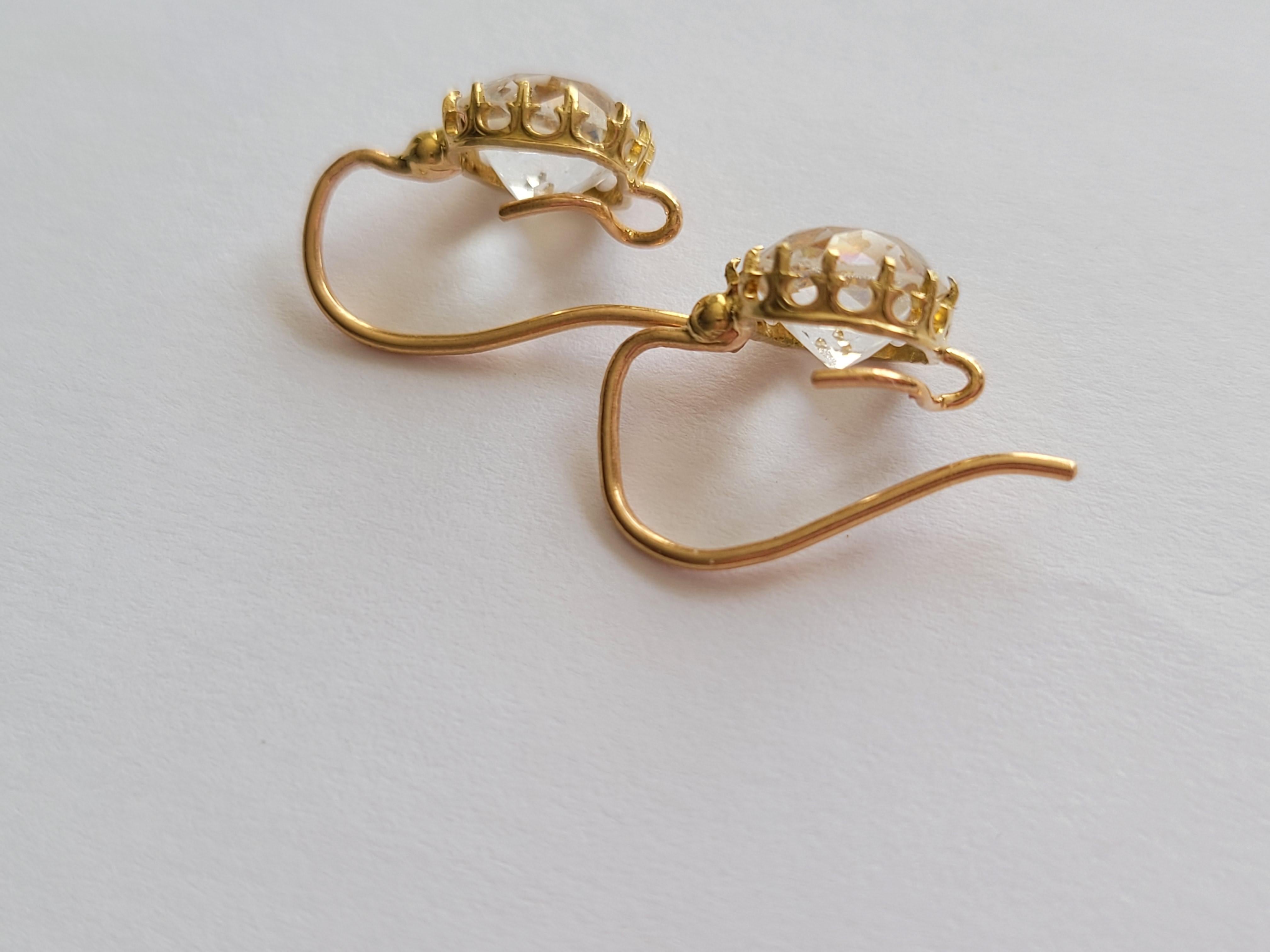 Belle Époque Antique 18K Gold Rock Crystal earrings For Sale
