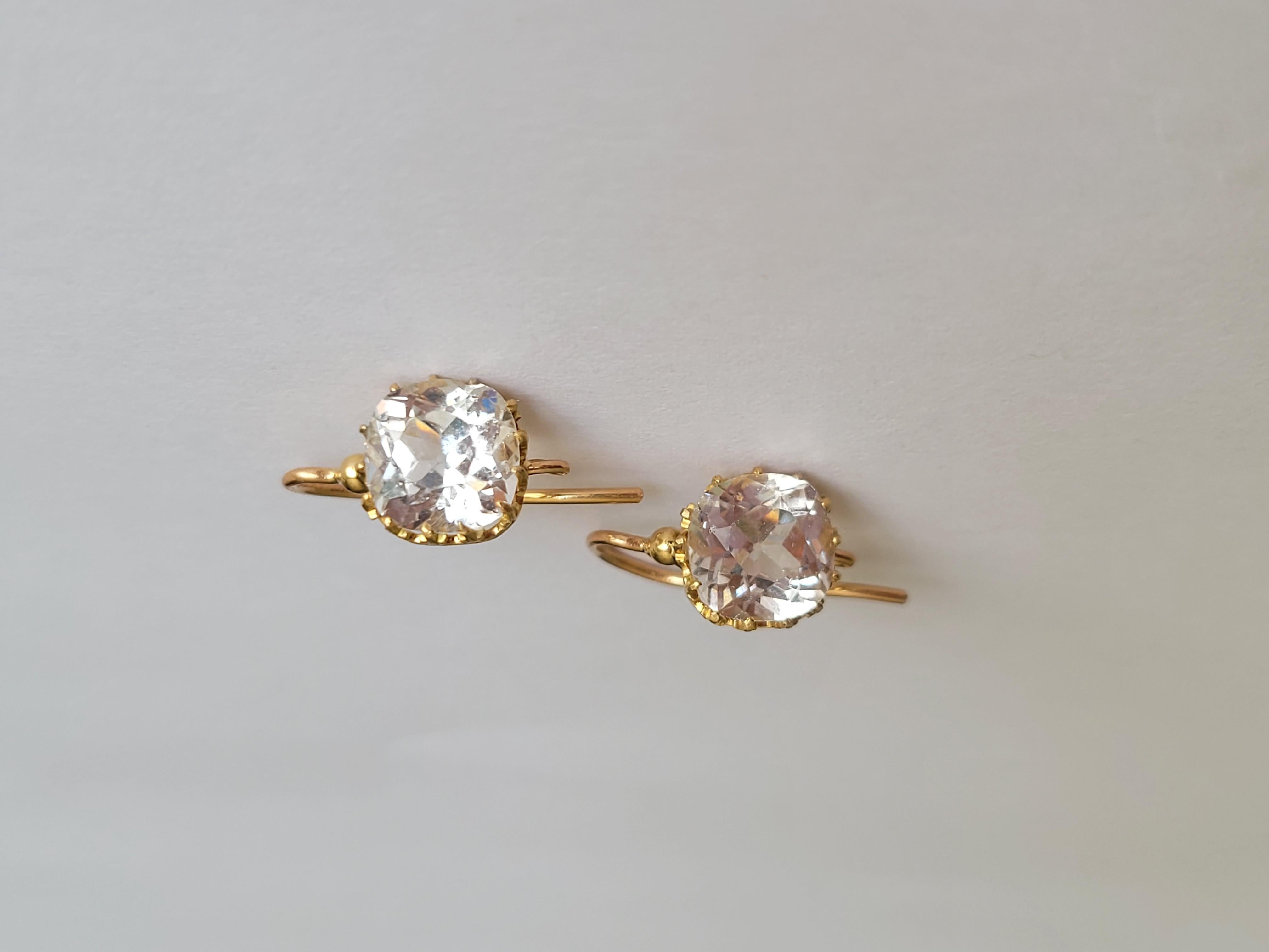 Antique 18K Gold Rock Crystal earrings In Good Condition For Sale In Boston, Lincolnshire