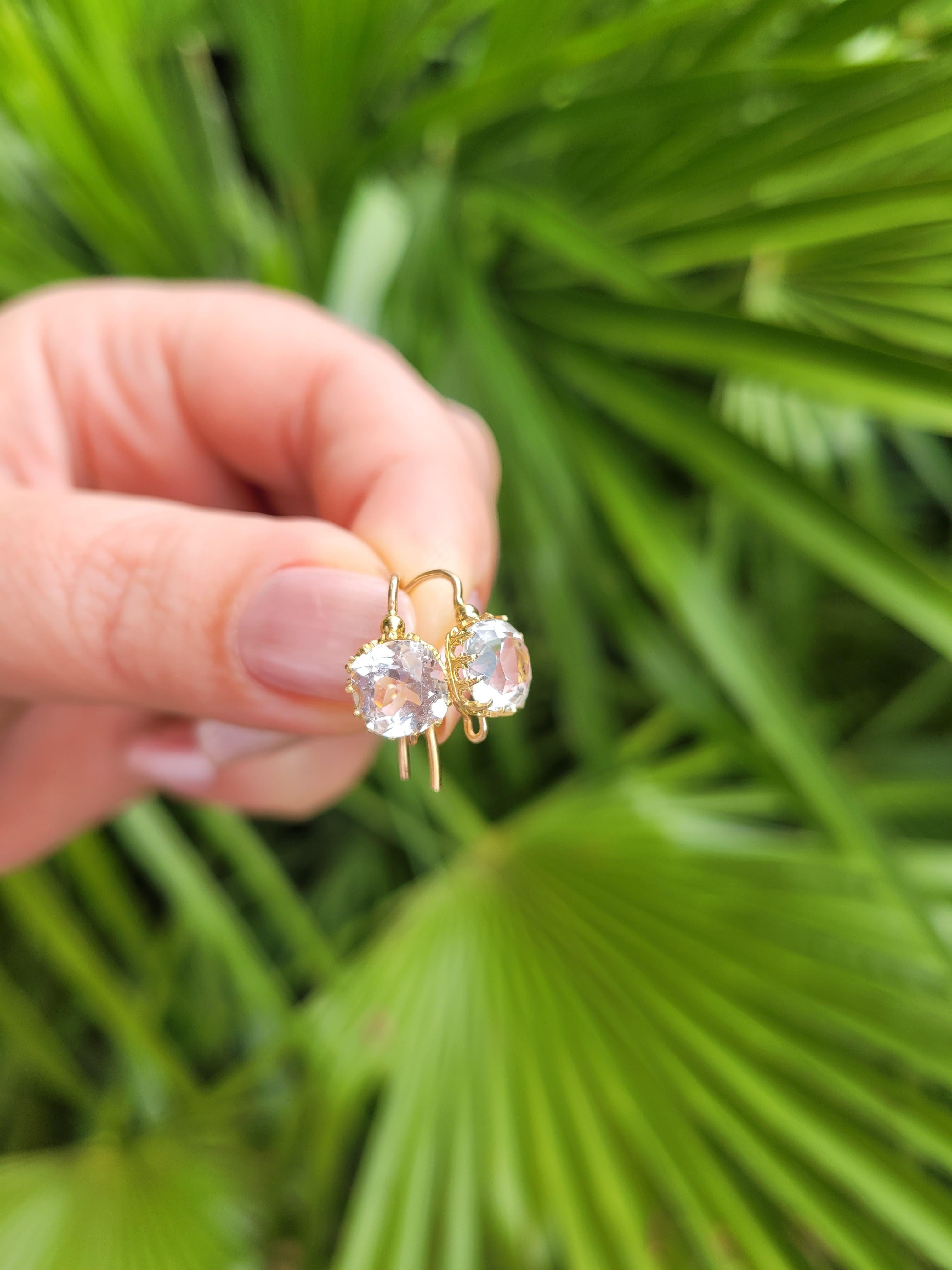 Women's Antique 18K Gold Rock Crystal earrings For Sale