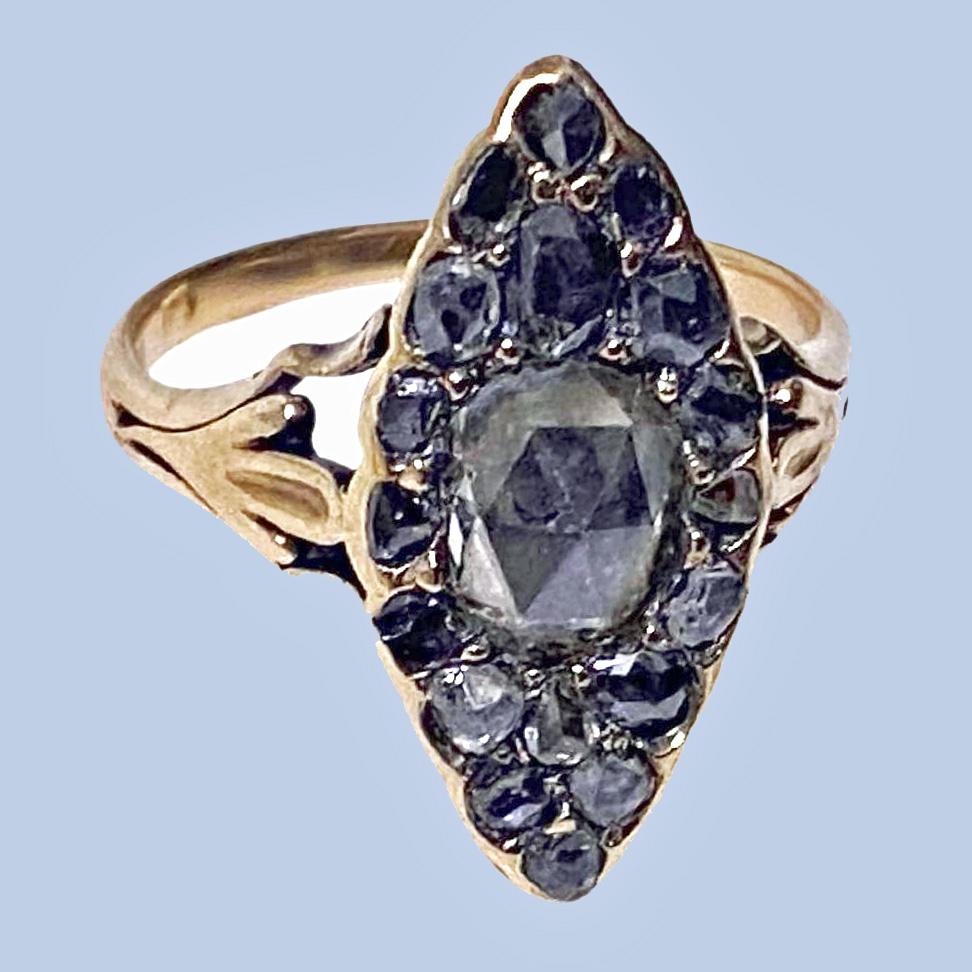Antique 18k Gold Rose Cut Diamond Ring, circa 1890 For Sale at 1stDibs