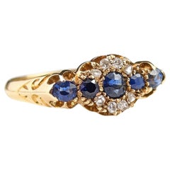 Antique 18k gold Sapphire and Diamond cluster ring 