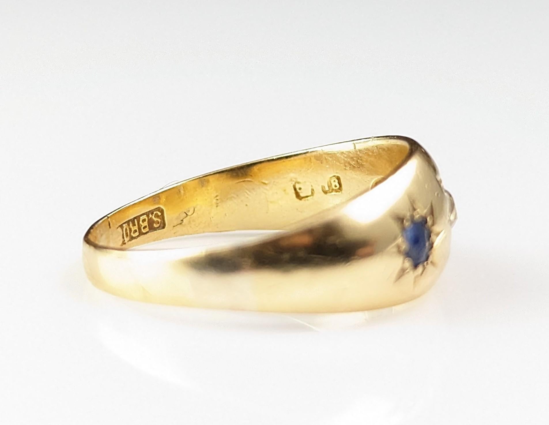 Antiker Ring aus 18 Karat Gold mit Saphiren und Diamanten in Sternfassung  im Angebot 4