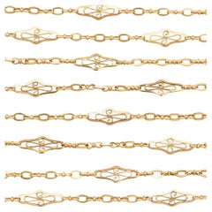 Antike Sautoir-Halskette aus 18 Karat Gold, 157,5 cm lange guard, französische viktorianische Kette