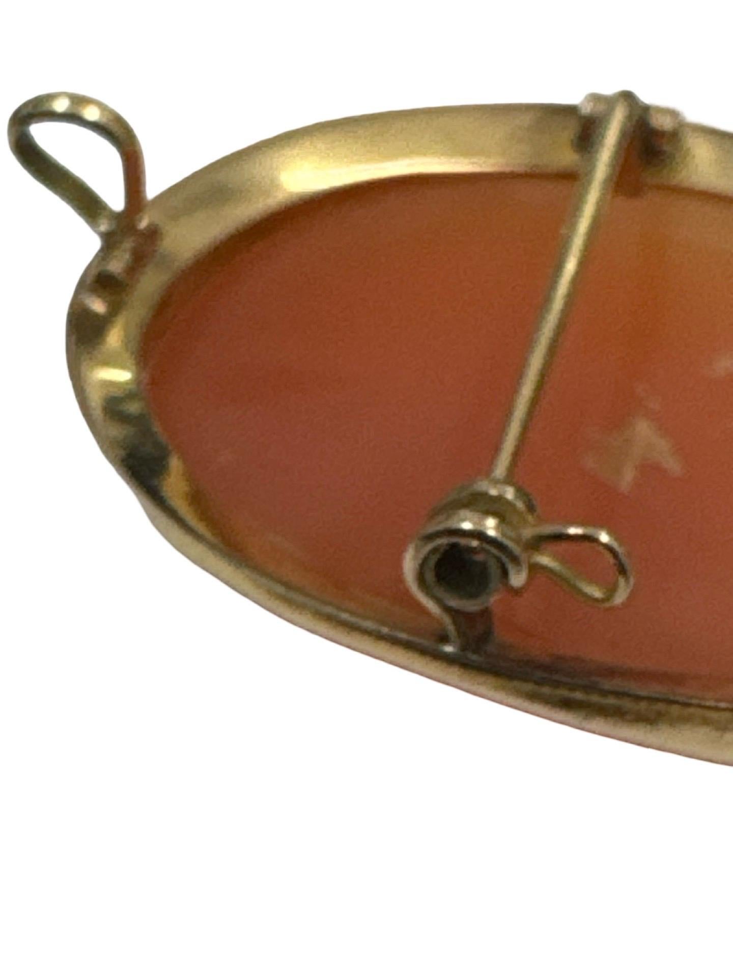 De las mujeres Antiguo Colgante Broche Camafeo de Concha de Oro de 18K con Borde de Cuerda y Colgantes Dobles en venta