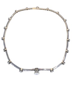 Antique 18k Gold Silver Diamond Choker Necklace French Jewelry