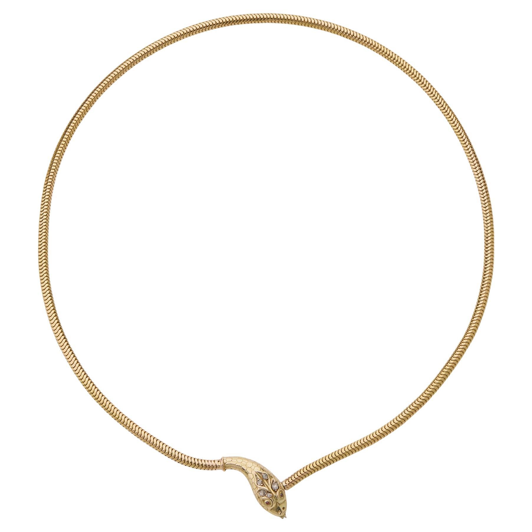Collana antica a serpente in oro 18 carati