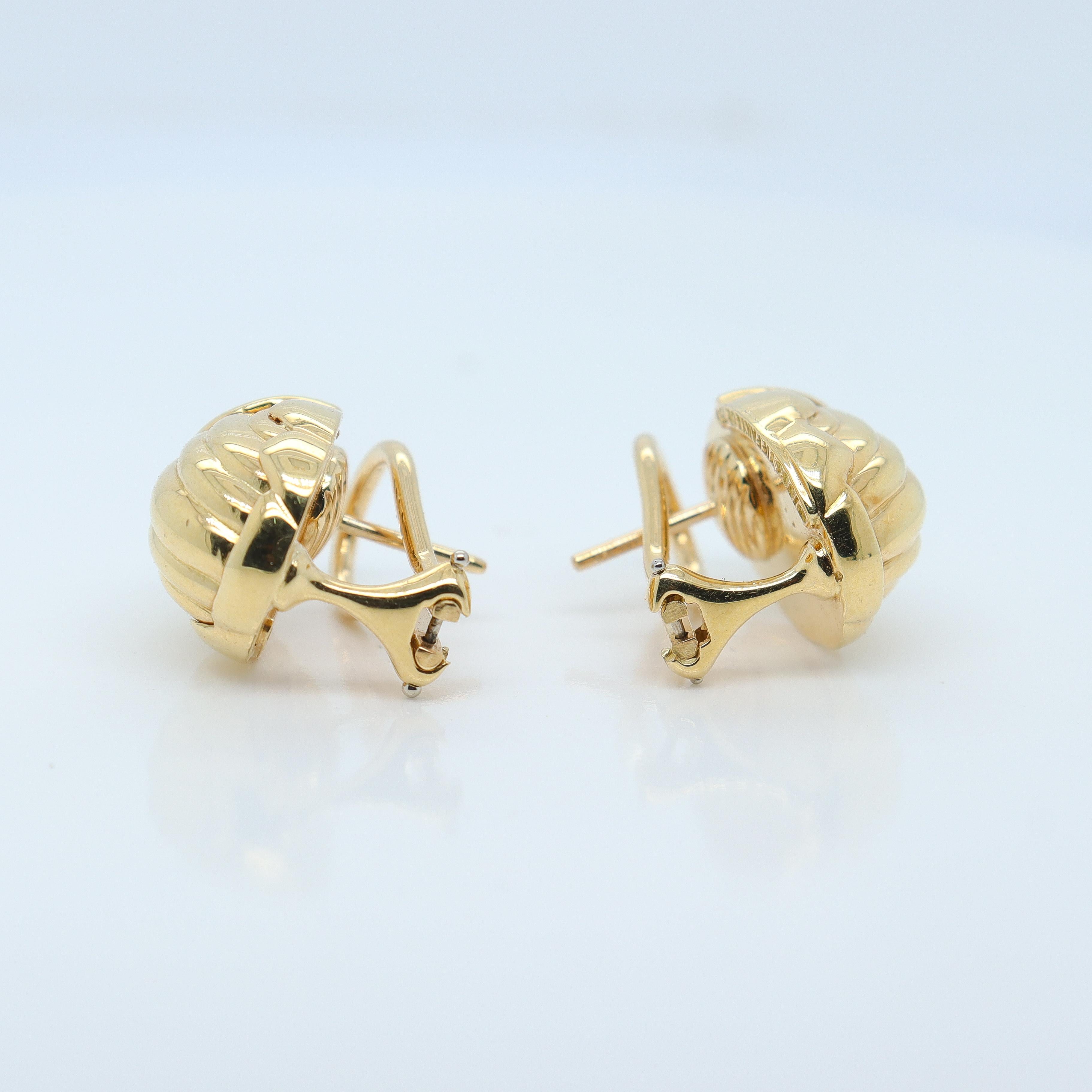 Modern Antique 18k Gold Tiffany & Co. Scarab Beetle Omega Clip Earrings