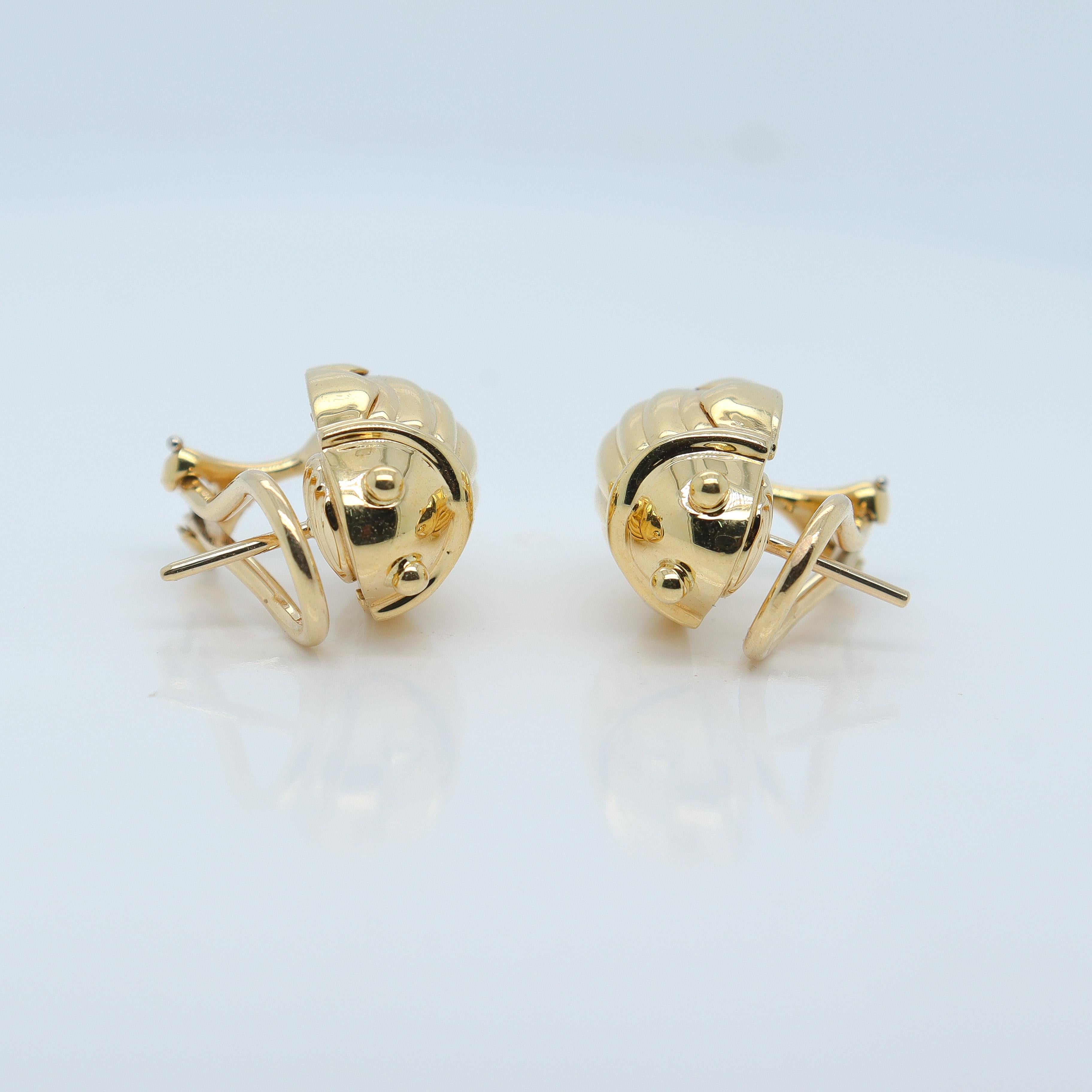 Women's or Men's Antique 18k Gold Tiffany & Co. Scarab Beetle Omega Clip Earrings