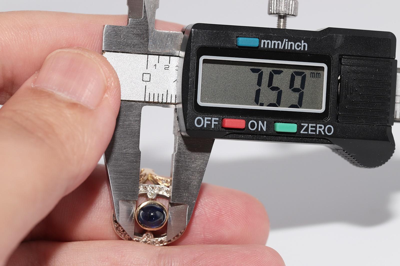 Bague ancienne en or 18k Top Sİlver, saphir naturel taillé en cabochon et diamant en vente 7