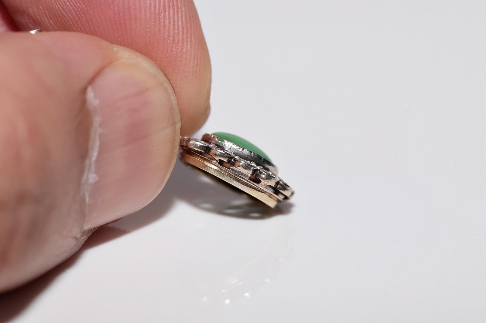 Collier ancien en or 18 carats avec diamants naturels taille rose et turquoise en vente 6