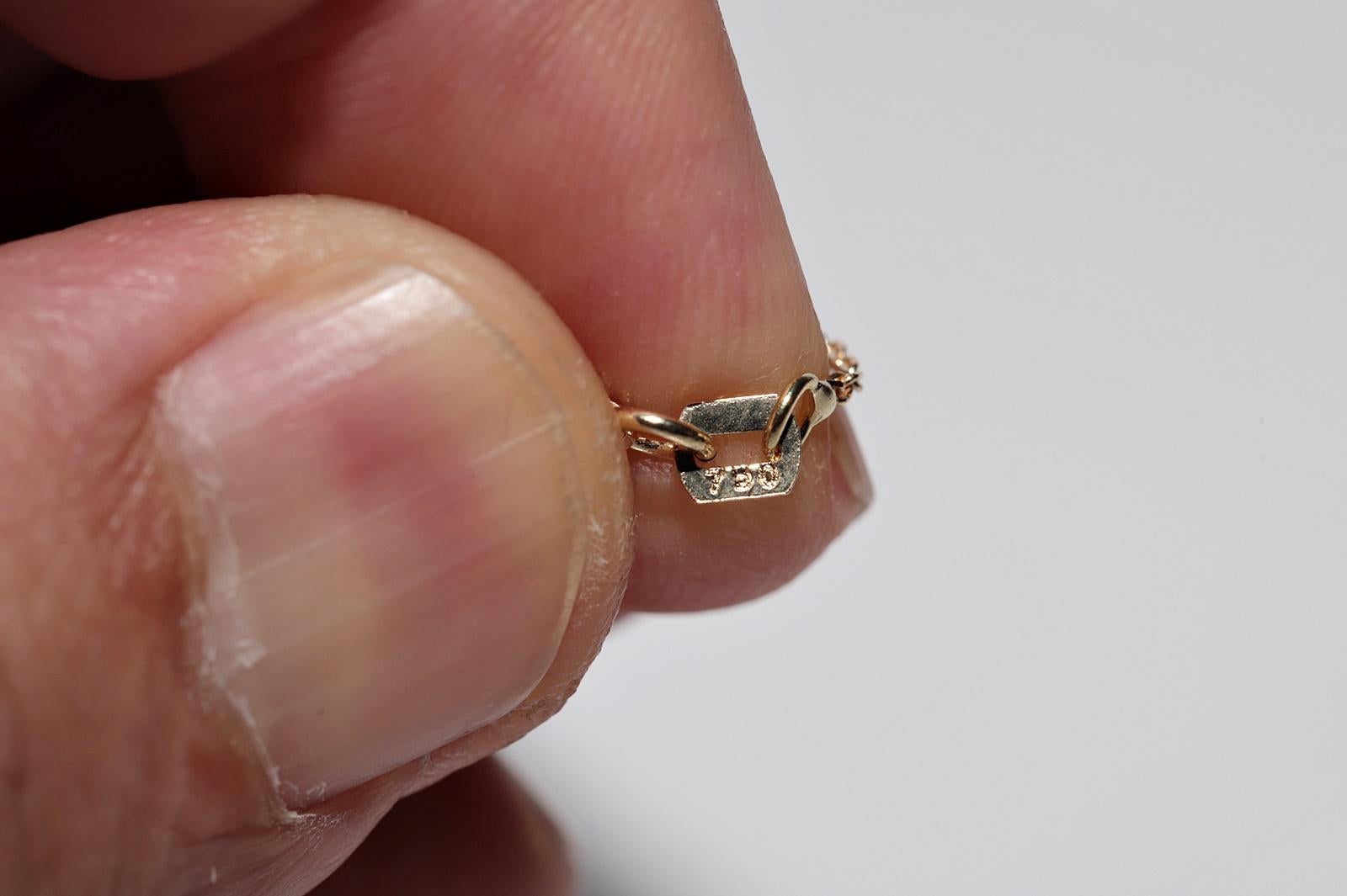 Collier ancien en or 18 carats avec diamants naturels taille rose et turquoise en vente 10