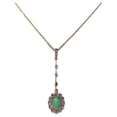 Antique 18k Gold Top Silver Natural Rose Cut Diamond And Turquoise Necklace