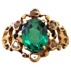 Antique Green Tourmaline Gold Ring