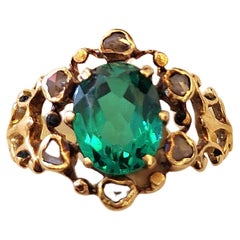 Bague ancienne en or et tourmaline verte