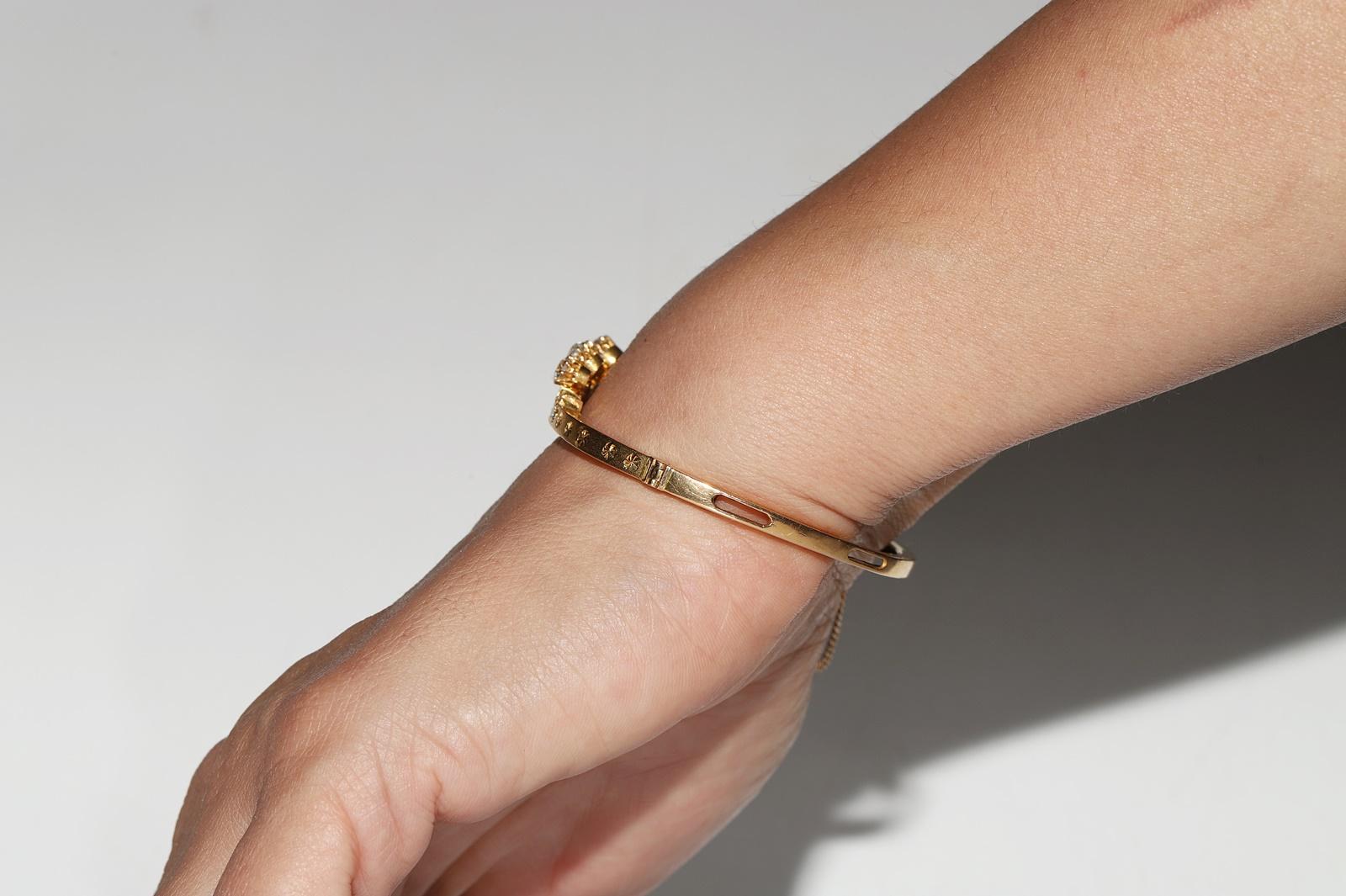 Antique 18k Gold Victorian Circa 1900s Natural Old Mine Cut Diamond Bracelet For Sale 11