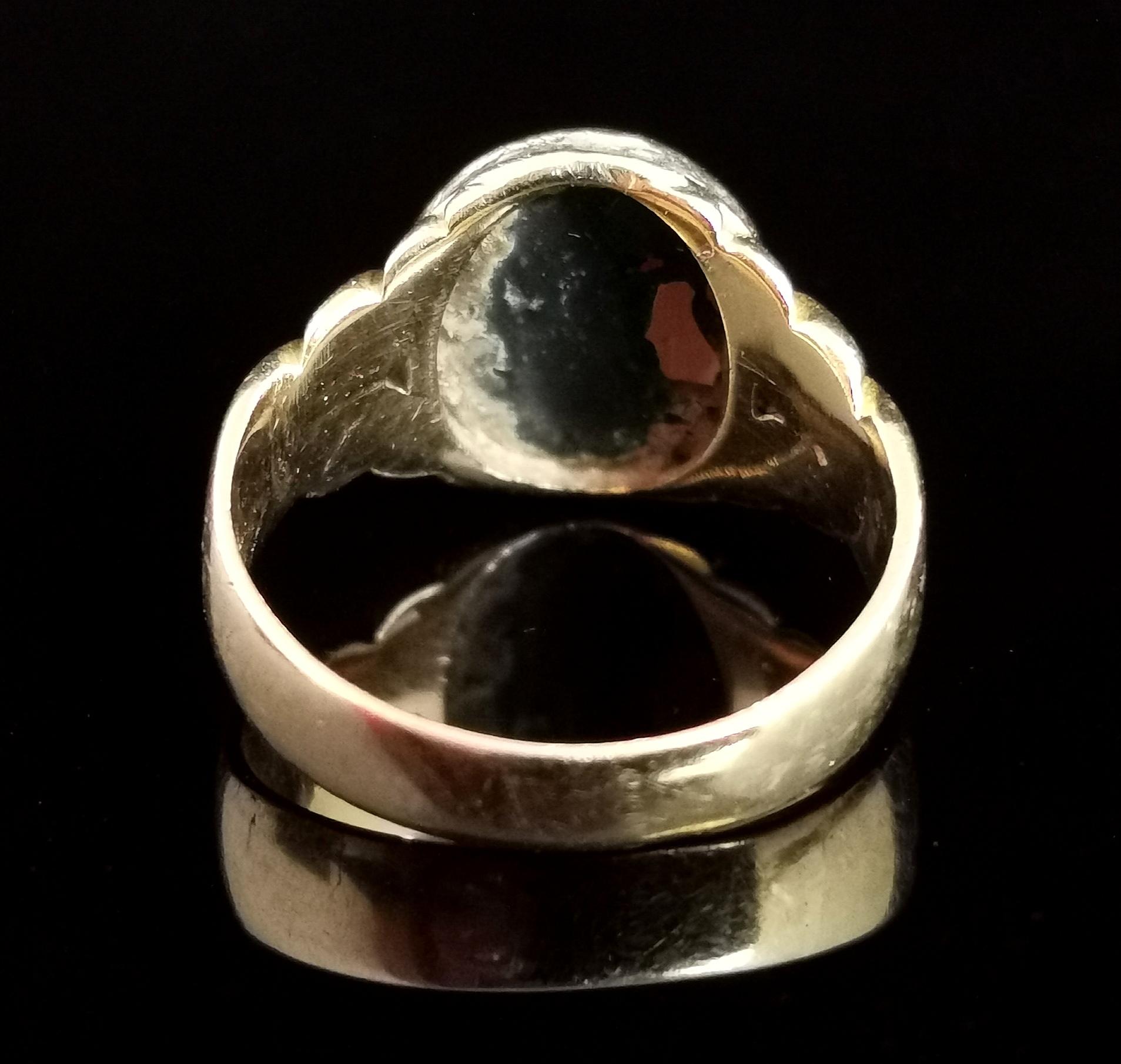Antique 18k Gold Yellow Gold Bloodstone Signet Ring 6