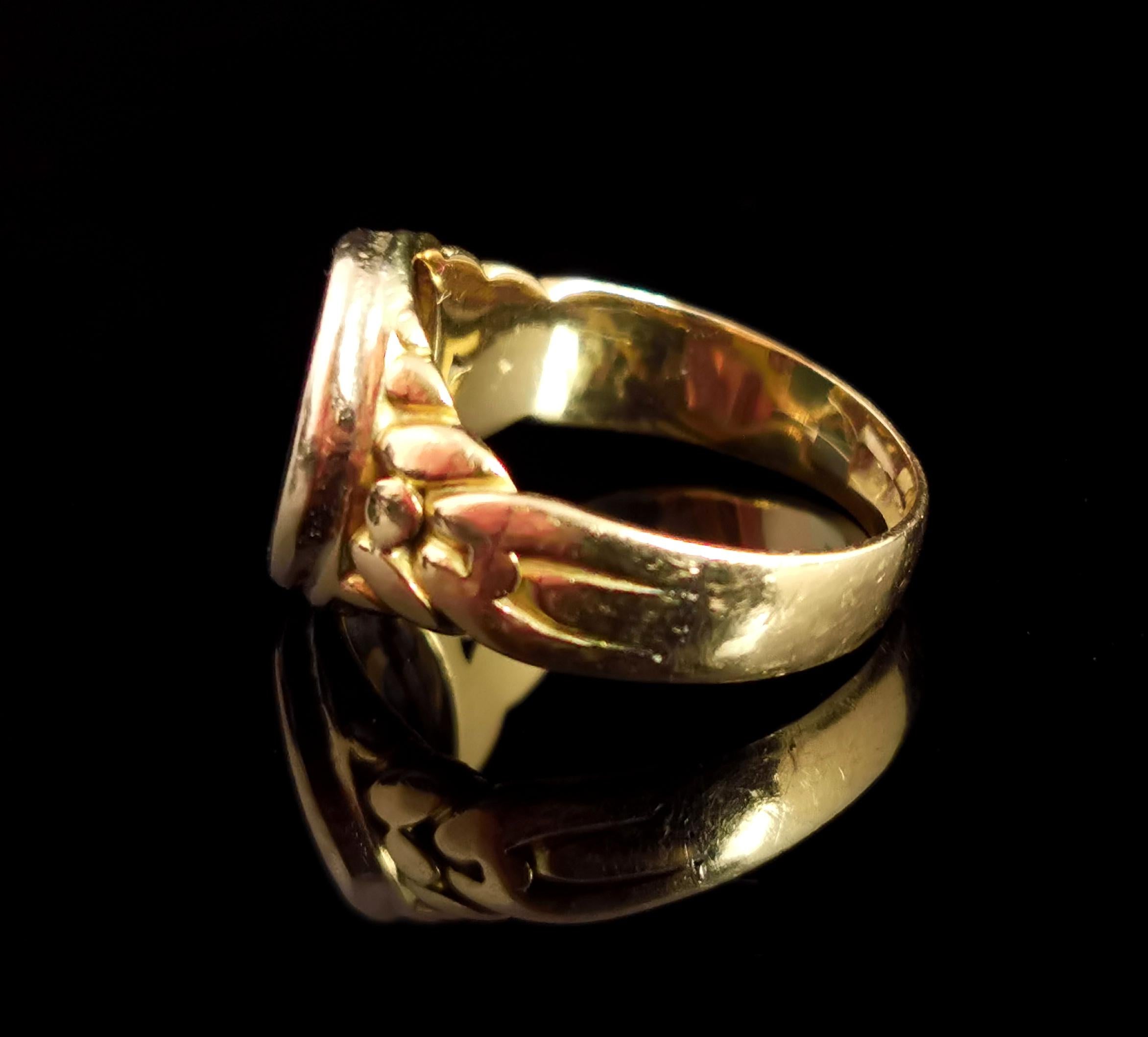Edwardian Antique 18k Gold Yellow Gold Bloodstone Signet Ring