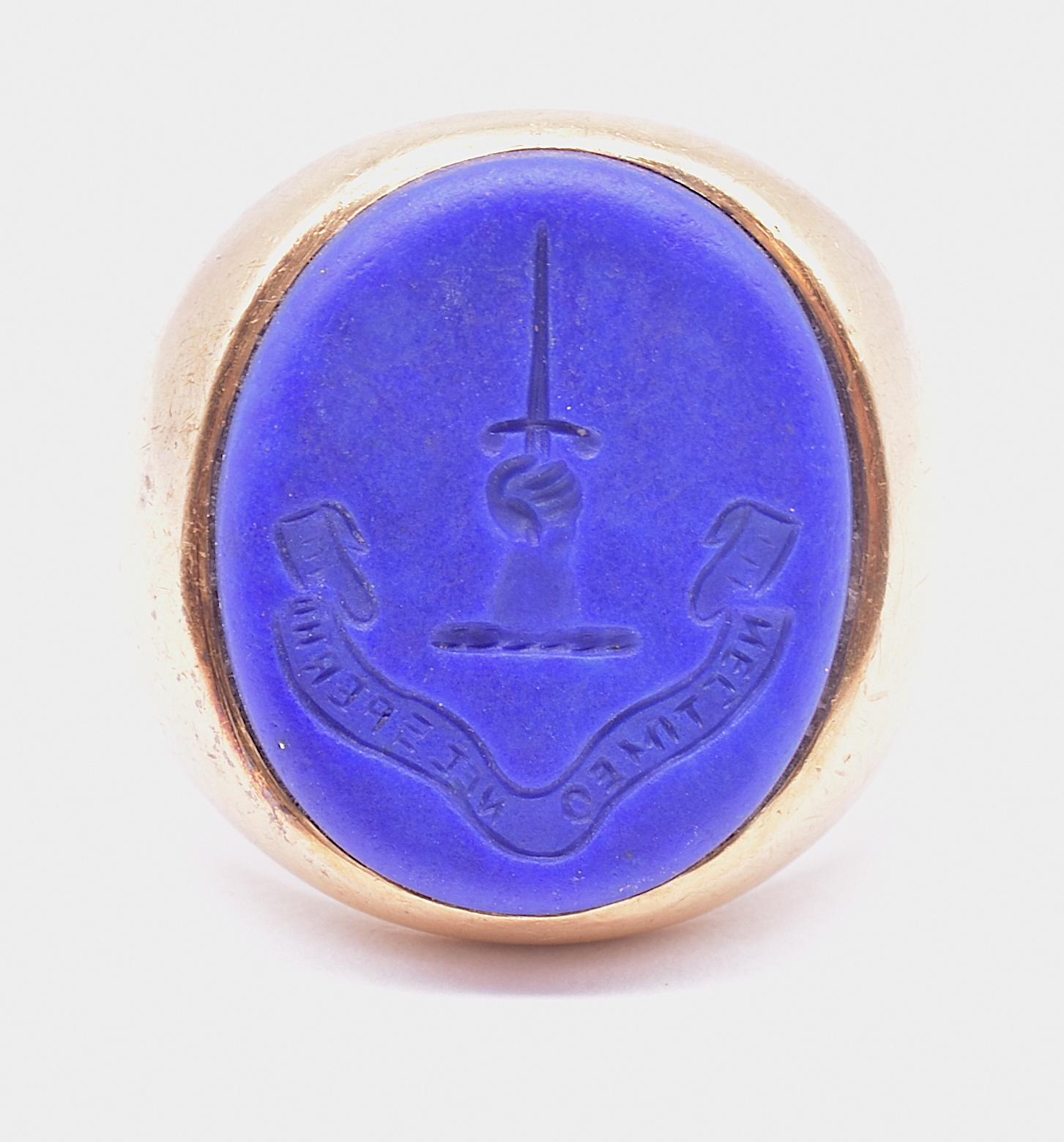 Edwardian Antique 18K Lapis Lazuli Signet Ring 
